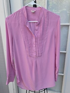 Fossil Pink Pintuck Button-Front Blouse